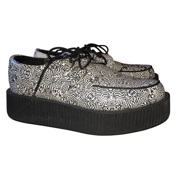 T.U.K. Mondo Creeper Loafer Mens 7 Womens 9 Black White Platform Sneaker Punk - Picture 11 of 11